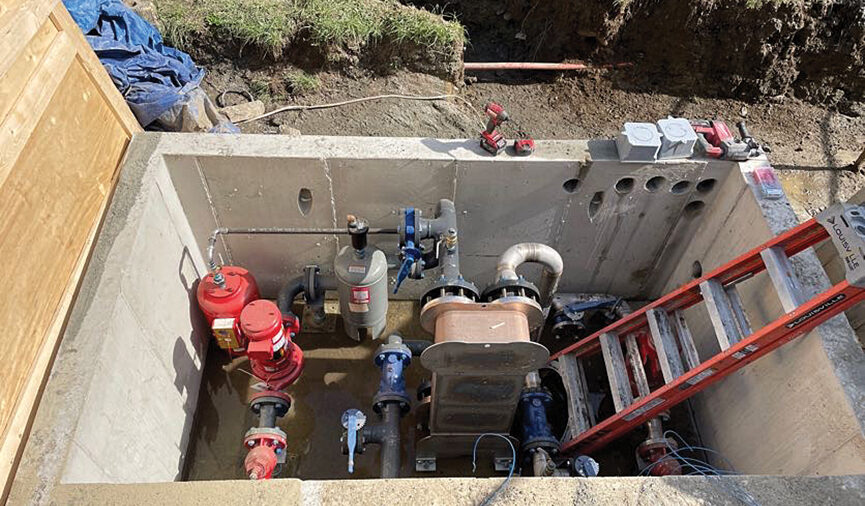 Figure 4: Equipment located in a heat transfer vault in a larger distribution system. Courtesy: CDM Smith