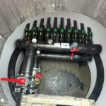 Figure 5: Piping manifold secondary distribution piping to geothermal bore field. Courtesy: CDM Smith
