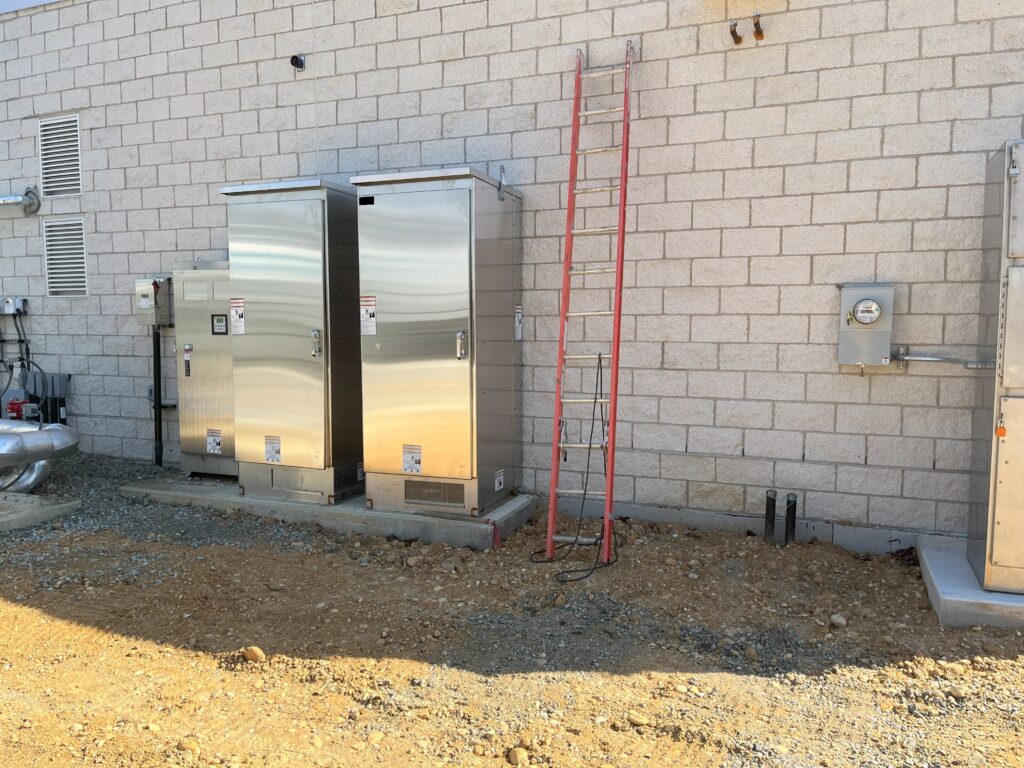Figure 3. Lab expansion emergency automatic transfer switch and optional/emergency manual transfer switches from left to right. Courtesy: CDM Smith