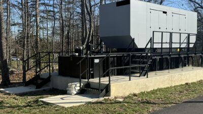 Figure 5. Diesel generator installed with access platform at a lab expansion. Courtesy: CDM Smith