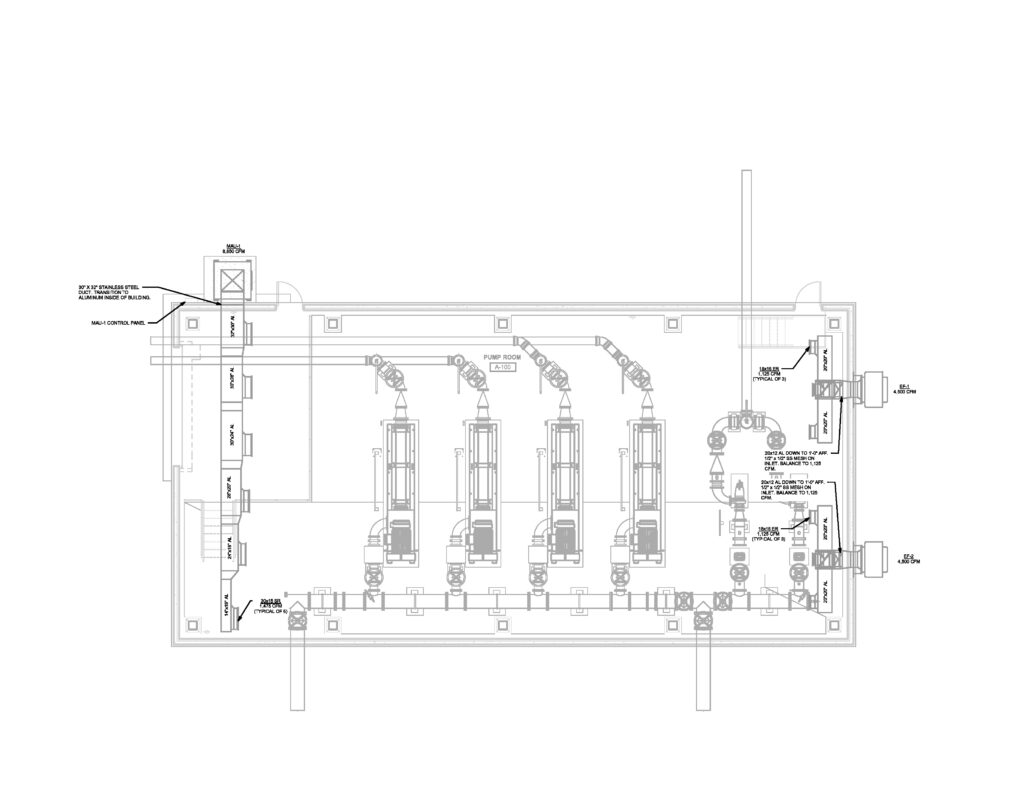 Figure 4: Pump station with ductwork routing. Courtesy: CDM Smith