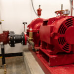 Figure 3: A horizontal split-case fire pump installed to boost municipal water pressure for the building’s fire protection systems. Courtesy: HDR