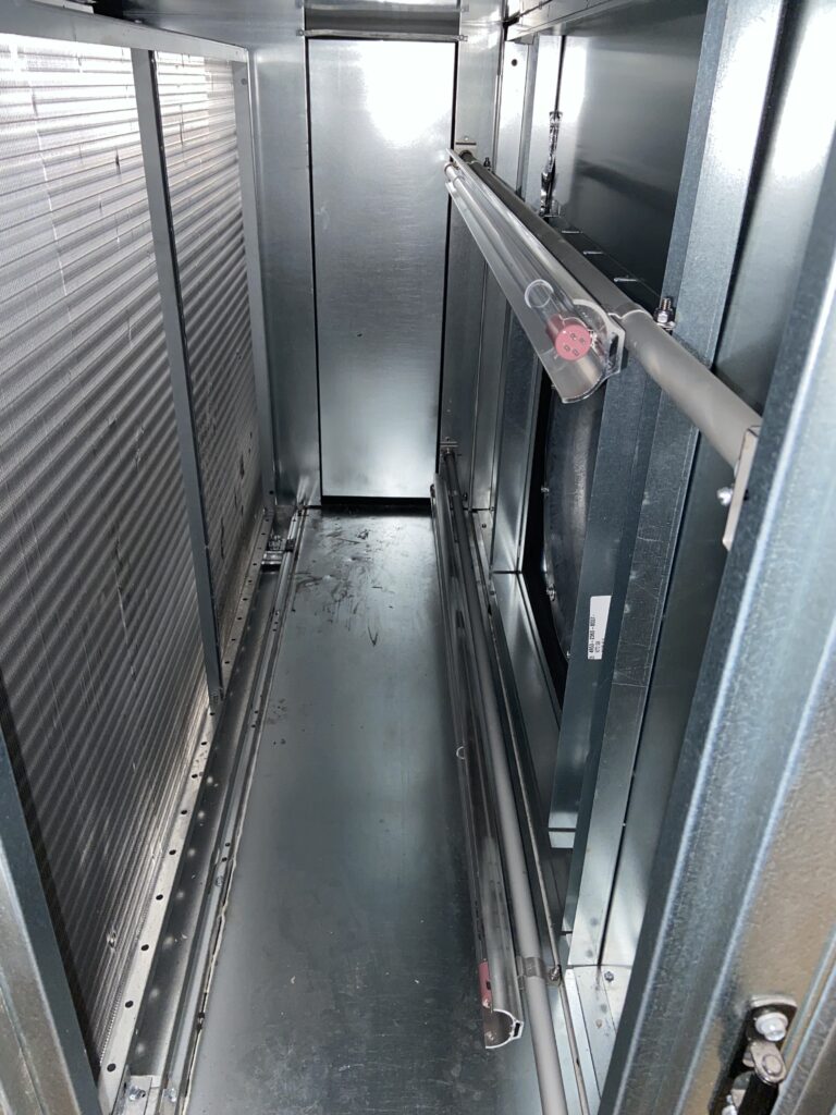 Figure 4: The UV light bars downstream of the cooling coil installed in the air handling units mentioned in the case study. Courtesy: CDM Smith