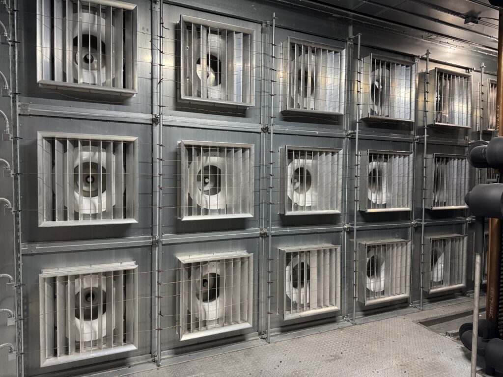 Figure 1: An example of a supply fan array with backdraft dampers. Courtesy: Smith Seckman Reid, Inc.