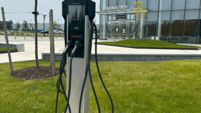 Figure 2: ChargePoint products provided dual-port electric vehicle service equipment for a college campus project. Courtesy: SmithGroup