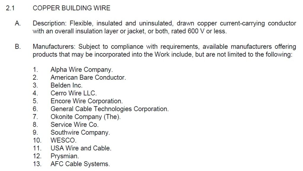 Figure 2: Data center project low-voltage specification, July 2025. Courtesy: Southwire