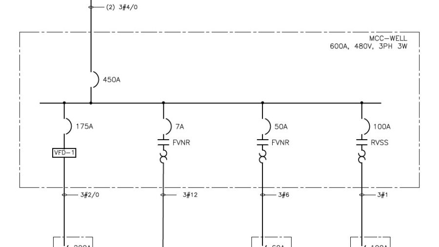 Figure 4: Simplified one-line diagram for a well station. Courtesy: CDM Smith