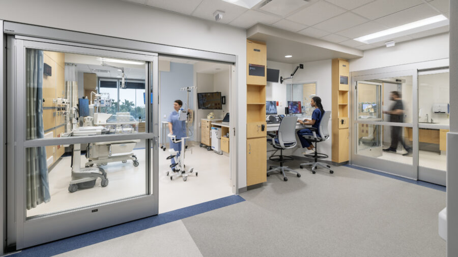 Figure 4: A NICU and nurse station at Texas Children's Hospital in Austin, Texas. Courtesy: Stantec