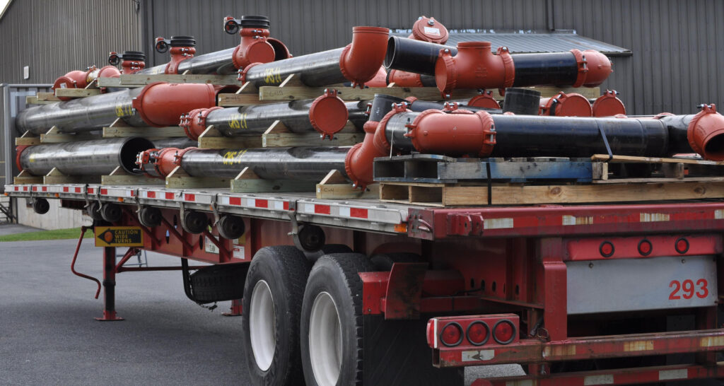 Figure 1: Strategic material sourcing and prefabrication minimize transportation impacts while enabling faster, more efficient installation. Courtesy: Victaulic