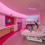 Patient Room at the Lisa Dean Moseley Foundation Institute for Cancer and Blood Disorders at Nemours Children's Hospital. Courtesy: HDR
