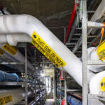 Orange County Sanitation District Plant 1 heating hot water recovery tunnel piping. Courtesy: HDR