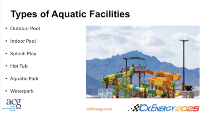 Commissioning of aquatic centers presents unique challenges. Courtesy: CxEnergy