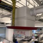 This image illustrates the additional junction box depth required to accommodate the fire alarm notification appliance speaker cone, which won’t fit in a typical 2.125-inch deep junction box. Courtesy: McGuire Engineers