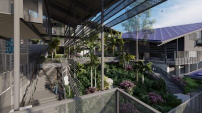 Accommodating up to 550 PreK-12 students, the Julius E. Sprauve campus on St. John, U.S. Virgin Islands, combines a light building footprint, resiliency and innovative building systems to create a flexible and forward-thinking learning environment for students, faculty and the St. John community. Courtesy: DLR Group