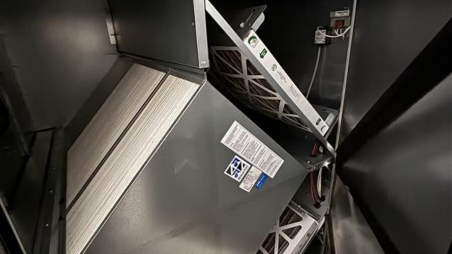 Figure 2: Static-plate energy recovery core installed in the dedicated outdoor air system. Courtesy: CDM Smith