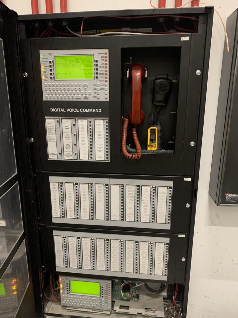 Figure 3: High-rise fire alarm panel with voice and two-way firefighter’s phones. Courtesy: Ray Grill Consulting