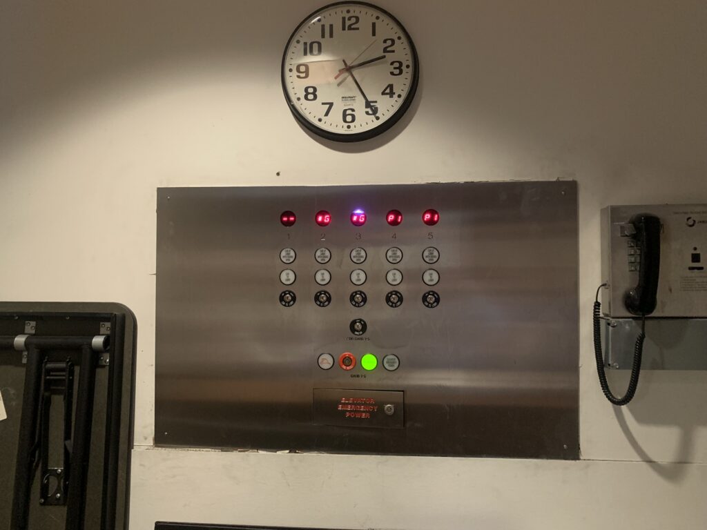 Figure 5: Fire command center elevator status panel. Courtesy: Ray Grill Consulting