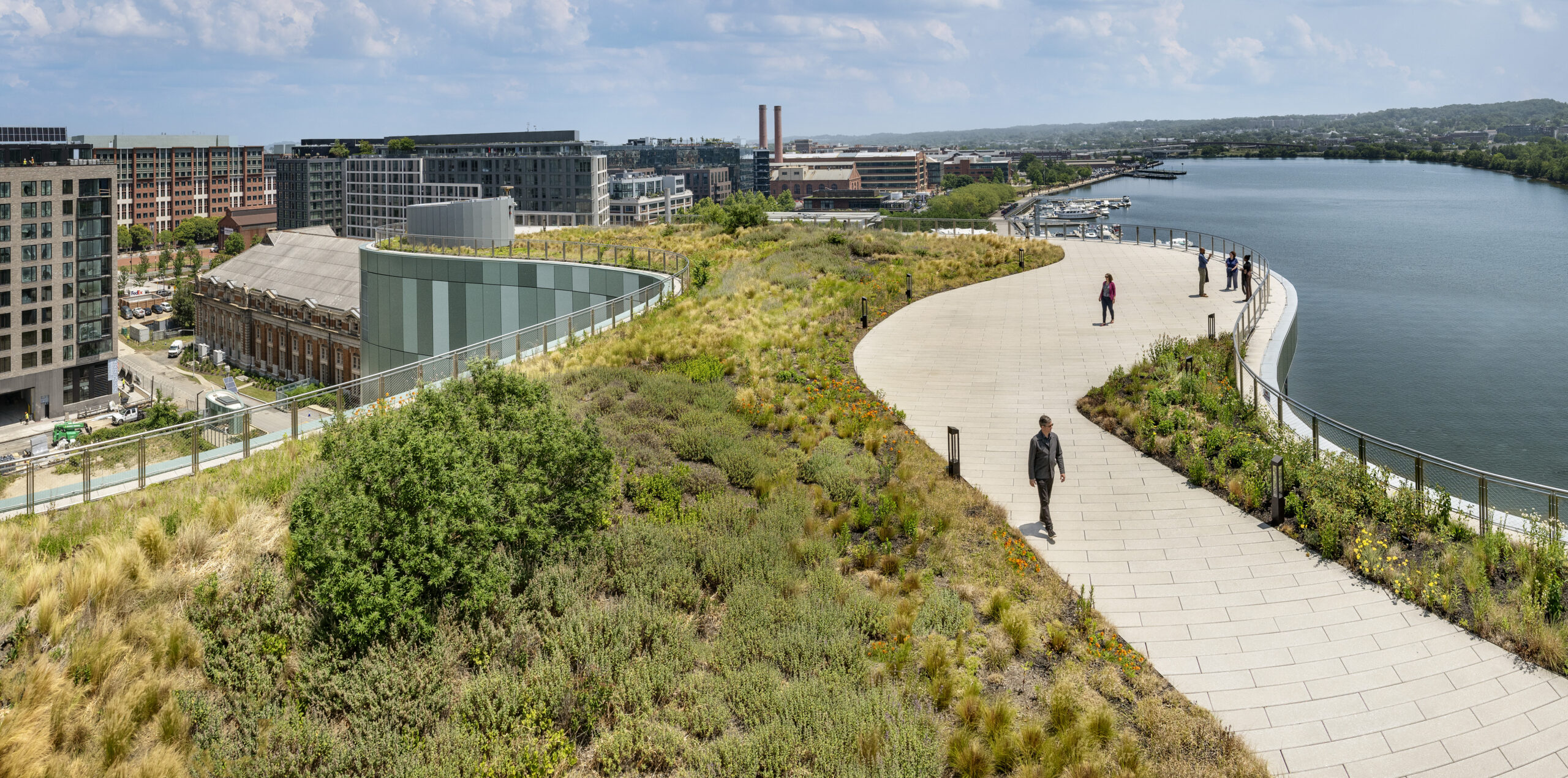 Figure 1: Rooftop view from DC Water Headquarters, which uses an innovative wastewater thermal recovery system to decrease total energy use. Courtesy: SmithGroup