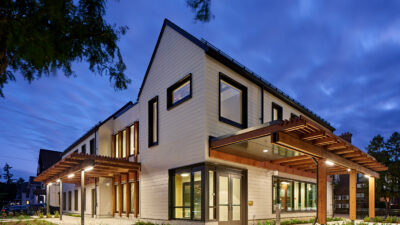 Figure 1: The University of Michigan Edward and Rosalie Ginsberg Building is an impactful community hub and a model of sustainability on campus. Courtesy: SmithGroup