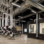 Ohlone Community College District Academic Core Building. Reversible heat pump chillers in tandem with a geothermal bore field provide heating and cooling to the facility and additional parts of the campus. Courtesy: CannonDesign