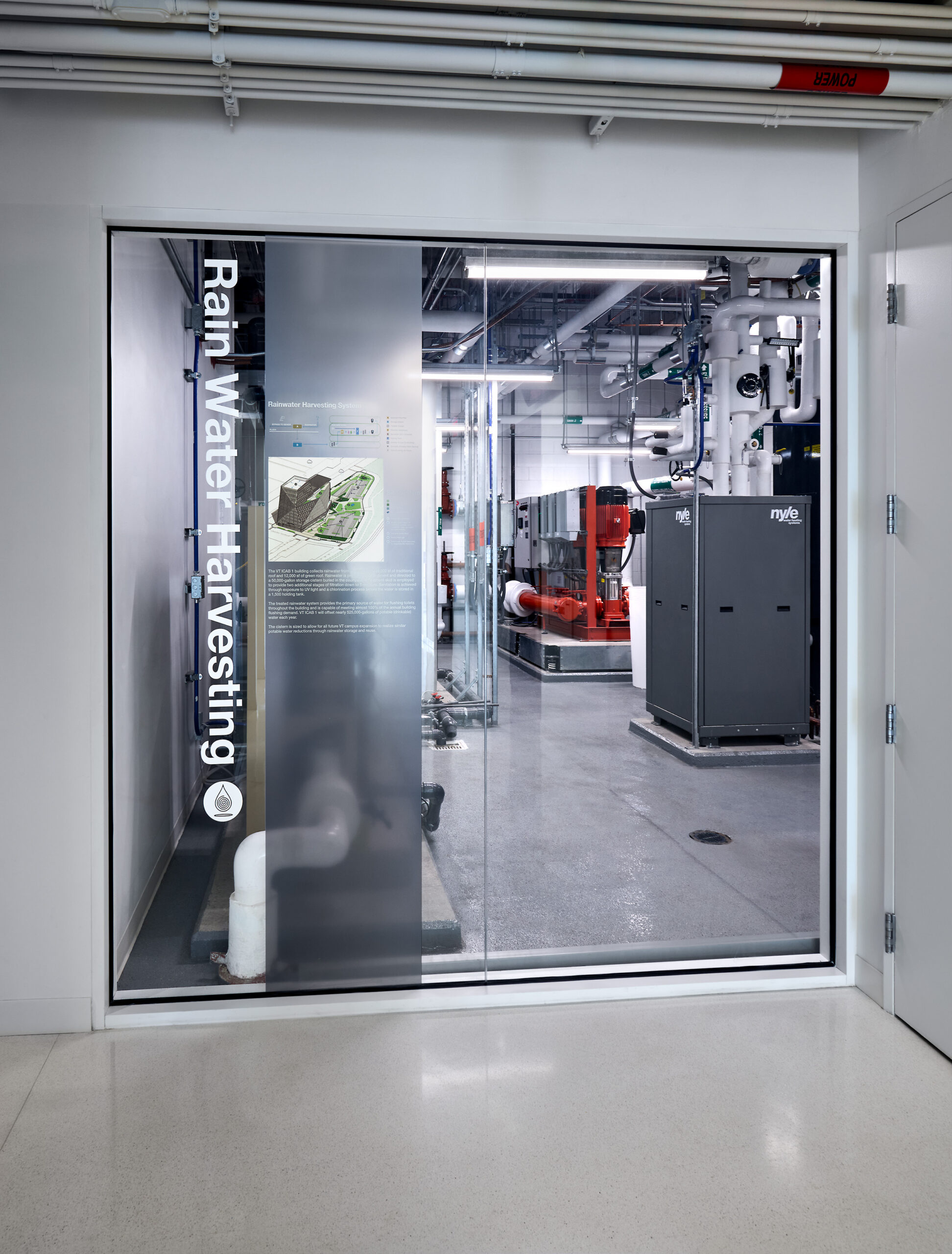 Figure 4: Virginia Tech’s Innovation Campus Academic Building 1 rainwater harvesting system equipment room. Courtesy: SmithGroup