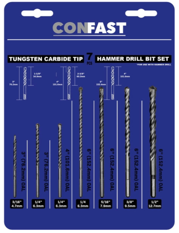 CONFAST’s 7 Piece Masonry Hammer Drill Set Consulting Specifying