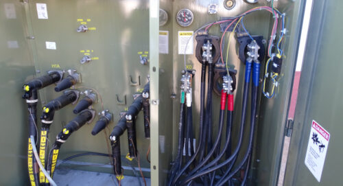 Figure 2: Surge arrestor connected to the medium-voltage side of an outdoor pad-mounted transformer. Courtesy: CDM Smith